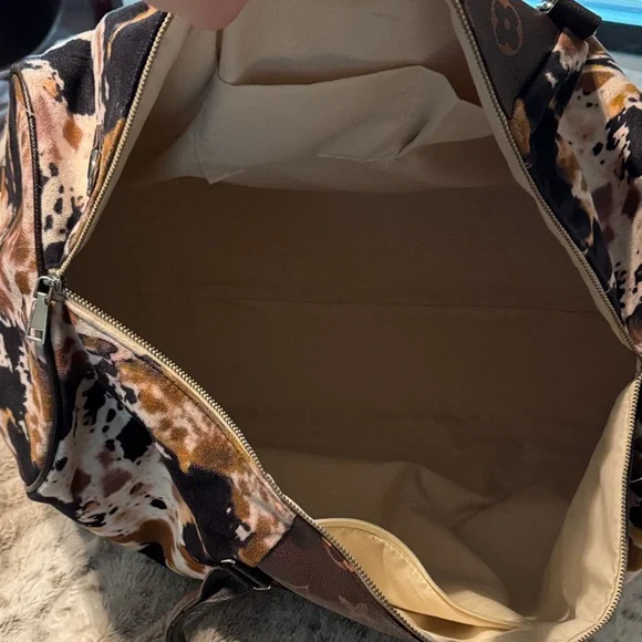 Black & Brown Cow Print Weekender Bag - Picture 8 of 8